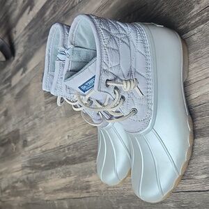 Sperry Kids Silver Gray Quilted Duck Boots